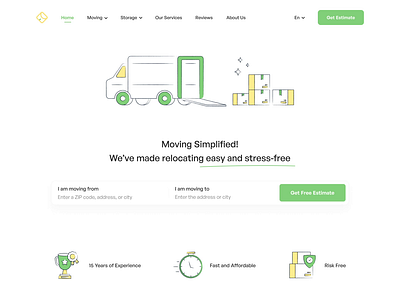 Moving Company Website animation boxes interactions moving packaging prototyping relocation supplies ui ux van web webdesign website