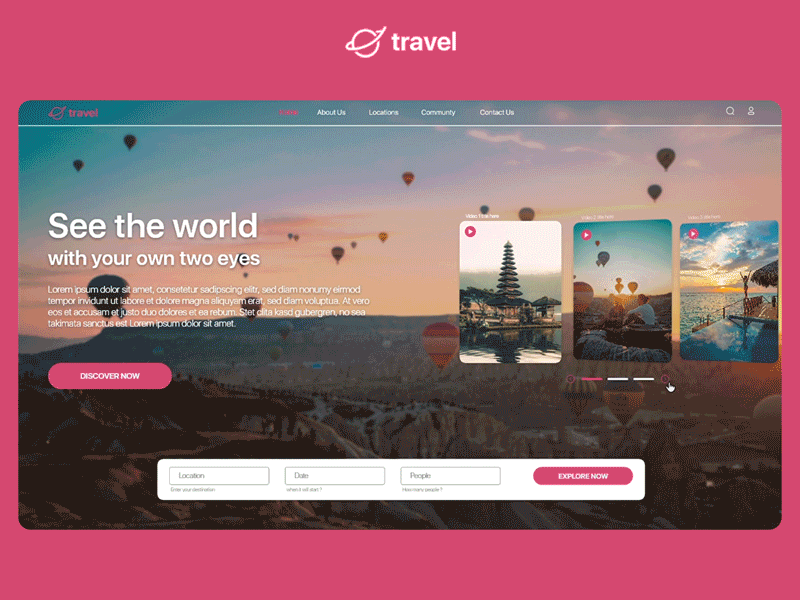 Traveling Website Landing Page 2022 airplane animation behance carousel cover design holiday home page landing page planners traveling ui ui animation ux web web design website