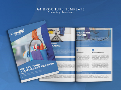 Cleaning Services Brochure Design a4 advertising bifold booklet brochure carpet catalog clean cleaning creative editorial layout leaflet magazine print product services template tile upholstery