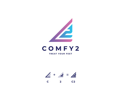 C2 - Comfy2 Logo Design - Footwear Brand Identity Design