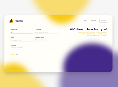 Contact us - Bergen adobexd birds contact contact page contact us contact us page contactform contactus dailyui dailyuichallenge gradient gradient color purple