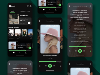 Spotify for IOS Redesign dark mode dark ui interface mobile app mockups music player spotify ui uidesign uiux