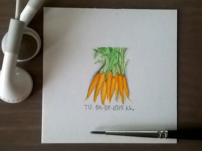Carrots note - 25x25 mm miniature aquarelle carrots drawing illustration image miniature note painting rendering sketch vegetable watercolor