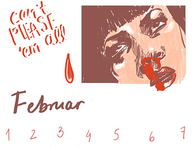february all art calendar design digitalart february illustration minimal painting please portrait