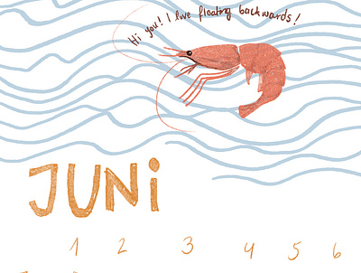 June art calendar design digitalart illustration june matildamaya minimal painting portrait shrimp shrimps