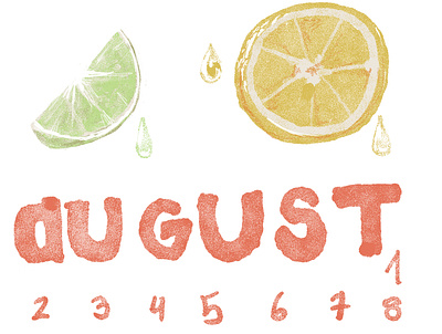August art august calendar design digitalart fruit fruity illustration juicy lemon lime matildamaya minimal painting sour