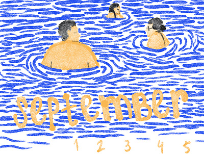 September art bath calendar design digitalart illustration matildamaya minimal painting portrait september swim swimming