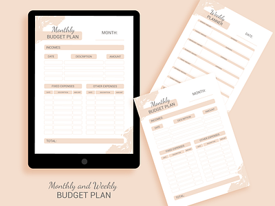 Planner budget monthly and weekly