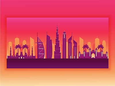 Illustration silhouette city Dubai city dubai emirates illustration silhouette town uae