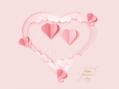 Illustration Valentine's Day graphic design heart illustration love papercut romantic valentines day