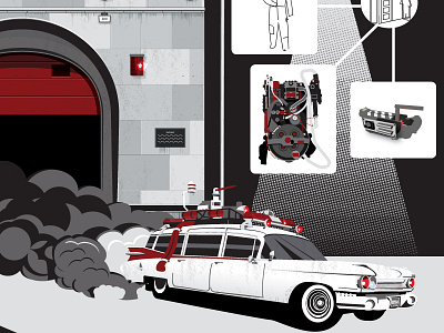 Ghostbusters poster WIP building car ghostbusters ghostbustin movie pack poster proton screenprint smoke texture vector