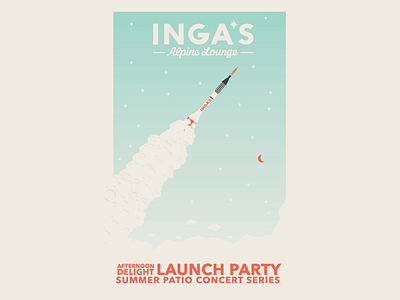 Inga's Patio Lauch Party brand font poster restaurant rocket screenprint space vector