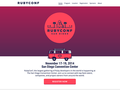 RubyConf Site Comp clean home minimal page responsive rubyconf site