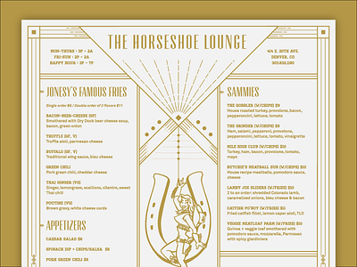 Gold Menu bar food letterpress line lounge menu vegas