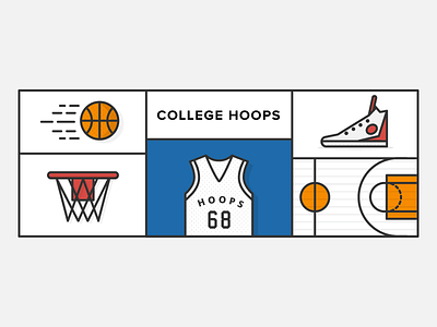 College Basketballin basketball college flat illustration line