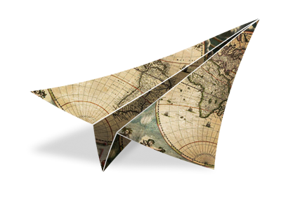 Breakaway Vacation Rentals logo map paper airplane