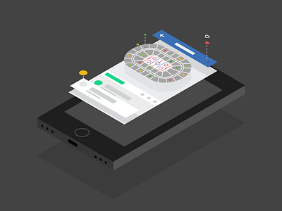 "We built this app from the ground up" app illustration isometric