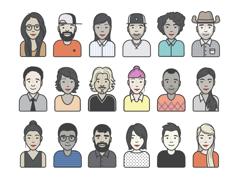 Avatars characters people stroke avatars