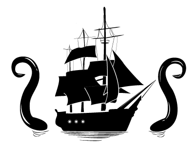 A thanks. To helping us. With Shines. And Shading boat kraken logo see monster ship tentacles water