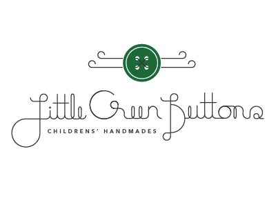 Little Green Button Concept brand button children custom font cute logo script simple thread