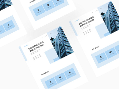 Landing Page of Builder House and Office city design office realestate skyblue ui uiux webdesign