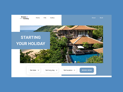 DreamHoliday - Landing Page / UI Design adventure blue freebies golden ratio holiday ui ui design uiux webdesign
