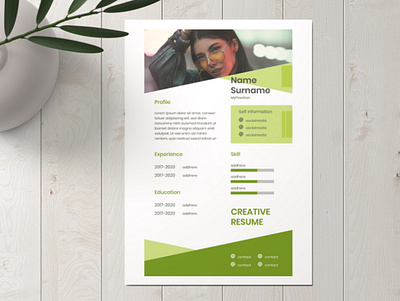 Creative CV Green cv cv design cv resume cv resume template cv template design cv designer