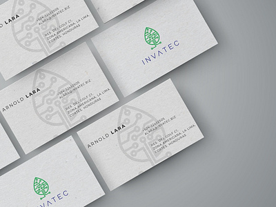 Invatec Logo and Business Card business card coding green leaf logo programming purple violet