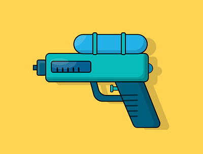 Water Pistol badge cartoon design illustration logo vector
