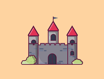 Castle castle color flat illustration logo vector