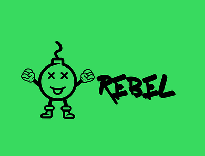 Rebel cartoon illustration logo typography vector
