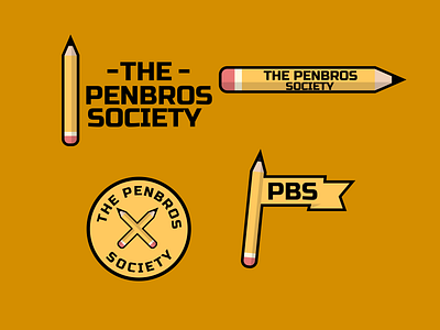 penbros society badge design embleme icon logo orange typography vector