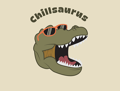 Chillsaurus badge dino dinosaur graphic design illustration logo vector