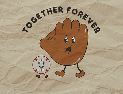 Together forever baseball cartoon graphic design logo ty typography vector vintage