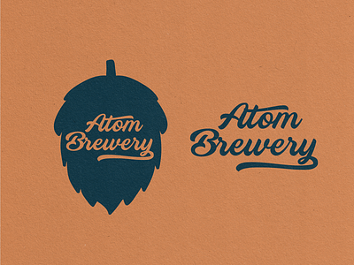 Atom brewery badge branding brewery design logo typography vector