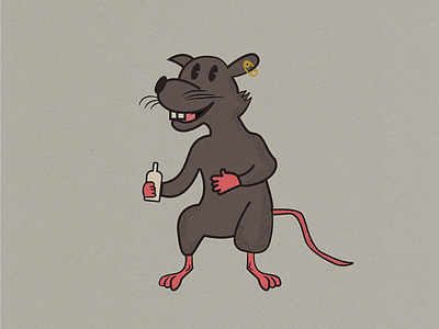 Rebel rat artwork badge cartoon character design dooddle drawing illustration logo rat retro vector