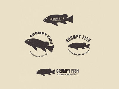 Grumpy Fish badge branding design graphic design illustration logo retro typography vector vintage