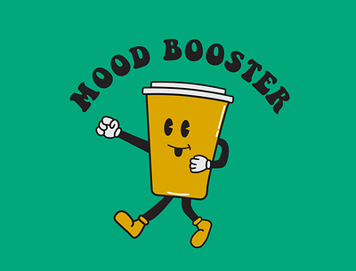 Mood booster badge branding coffee design graphic design illustration logo retro vector