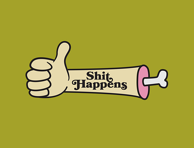 Sh*t Happens badge cartoon design fancy graphic design hand illustration logo typography vector