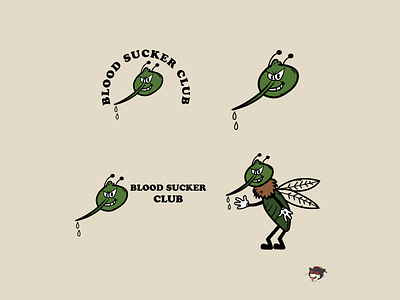 Bloodsucker badge cartoon design illustration logo vector
