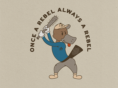 Rebel platypus badge baseball cartoon design graphic design illustration logo platypus rebel vector