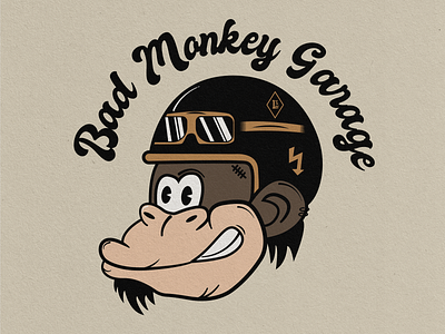 Bad monkey biker cartoon design garage illustration logo monkey motorcycle vector