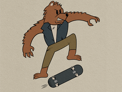 Skater Bear badge bear illustration logo poster skater vector