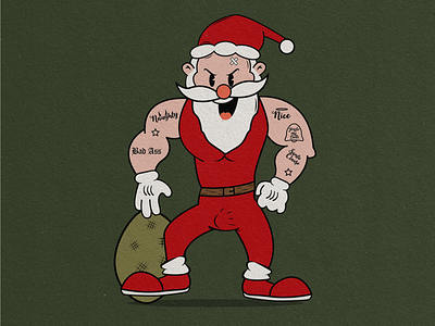 Bad Santa badge cartoon christmas illustration logo santa vector