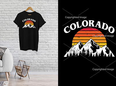 Colorado Retro Sunset Rocky Mountains T-shirt Design .