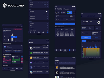 Poolguard - Mining Monitor app crypto crypto wallet cryptocurrency mining mobile dseign ux