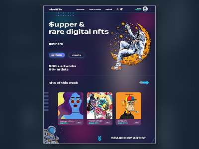 NFTs Marketplace - Landing page concept web ui landing page marketplace nft ui web design web desing