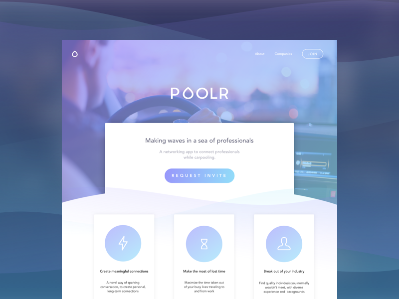 Poolr Landing Page by Shanna Wang on Dribbble