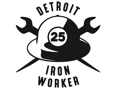 Detroit Local 25 Ironworkers, Hard Hat Medallion construction craft deco detroit illustration iron michigan trades union worker