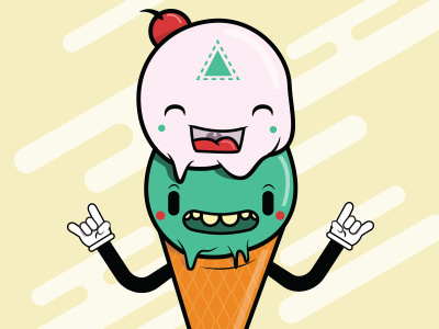 Punk Ice-cream cute ice cream illustration punk rock